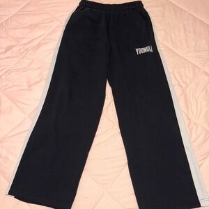 YoungLA Mens Black Joggers with White Stripes